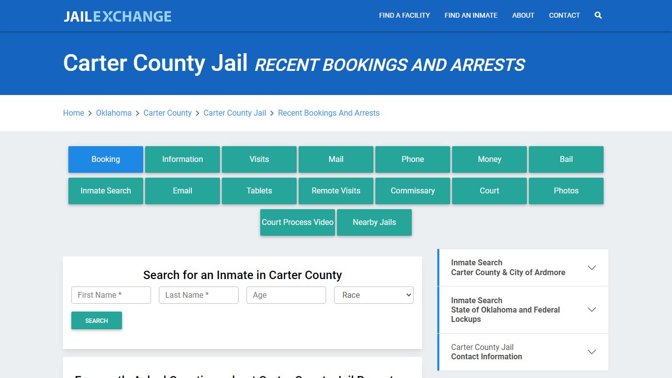 Carter County Jail OK Recent Arrests and Bookings - Jail Exchange